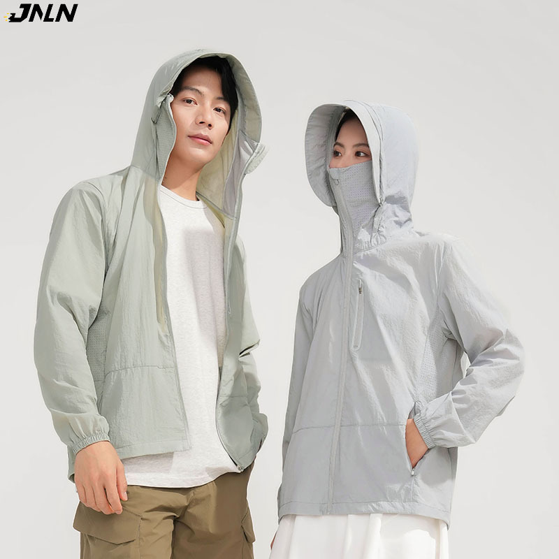 JNLN Women's Men's Waterproof Anti-UV Windbreaker Camping Climbing Trekking Hiking Jacket Unisex Quick Dry Sun Protection Coat