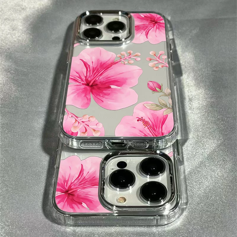 Minimalist Pink Flower Clear Soft Phone Case