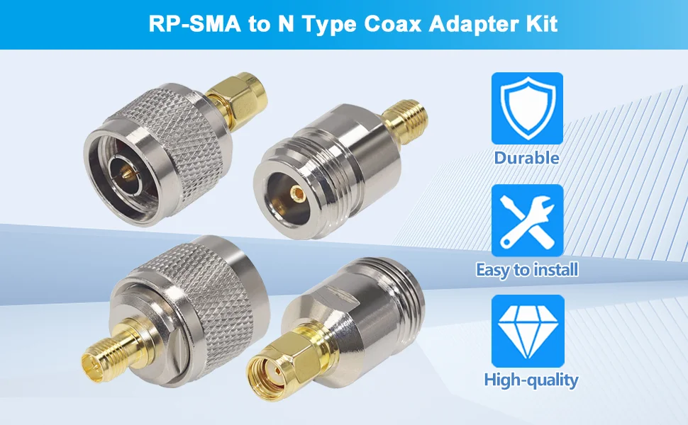 4 Adaptateurs Coaxiaux SMA Femelle à SMA Femelle - Pour Radio Amateur, Antennes, Wi-Fi, Talkies-walkies - 8
