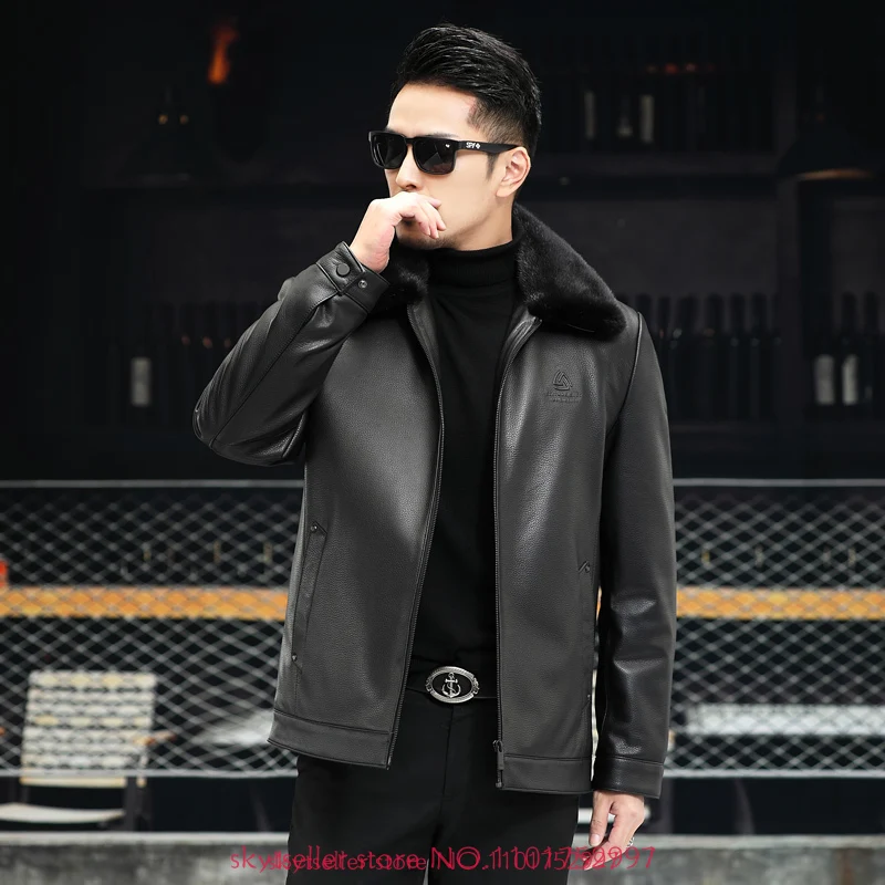 

Мужская куртка из натуральной овечьей кожи, с меховой подкладкой