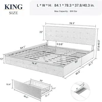 Upholstered King Platform Bed with Storage - Image 6