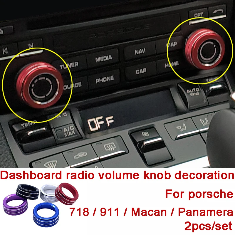 Metall 2 stücke Dashboard Radio Lautstärkeregler Dekoration Ring Für Porsche Macan Panamera 718 911 Innen Zubehör Trim Refit