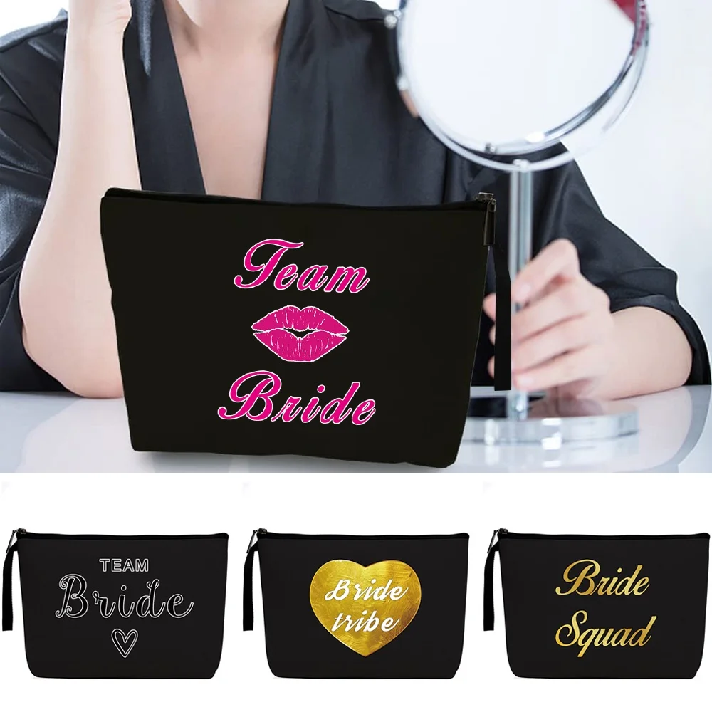 

Cosmetic Bags Ladies Fashion Simple Large Capacity Makeup Bag Girl Outdoor Travel Zipper Lipstick Beauty Cases Bride Print