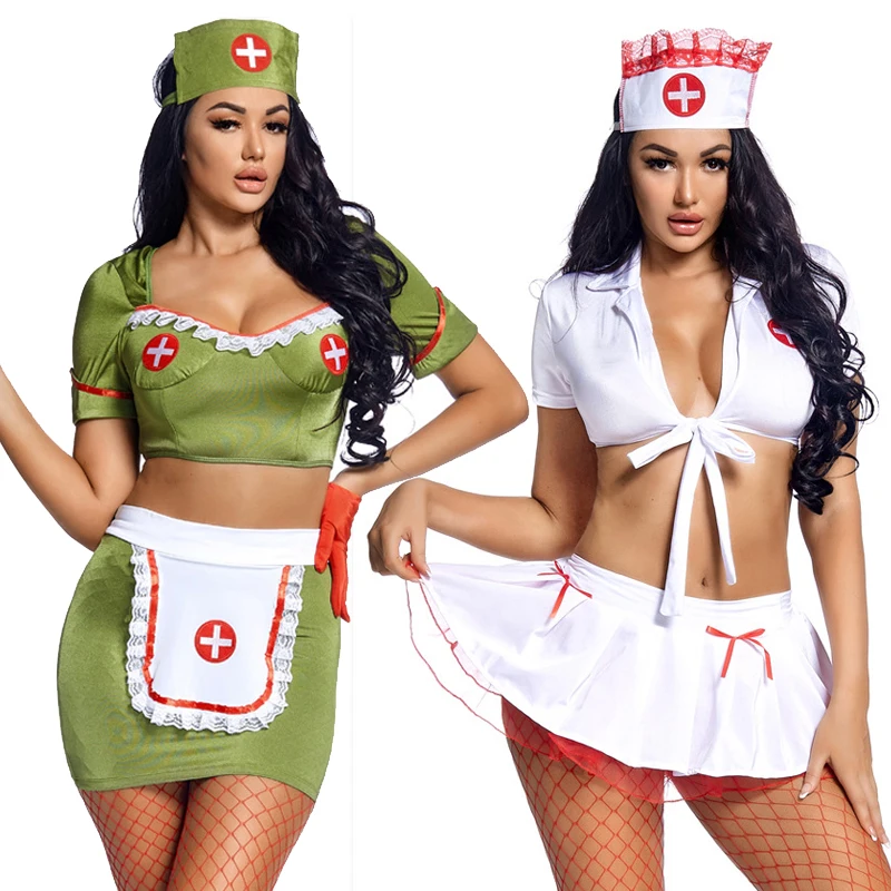

Carnival Halloween Lady Head Nurse Costume Sexy Erotic Fever Top Mini Skirt Role Play Cosplay Fancy Party Dress