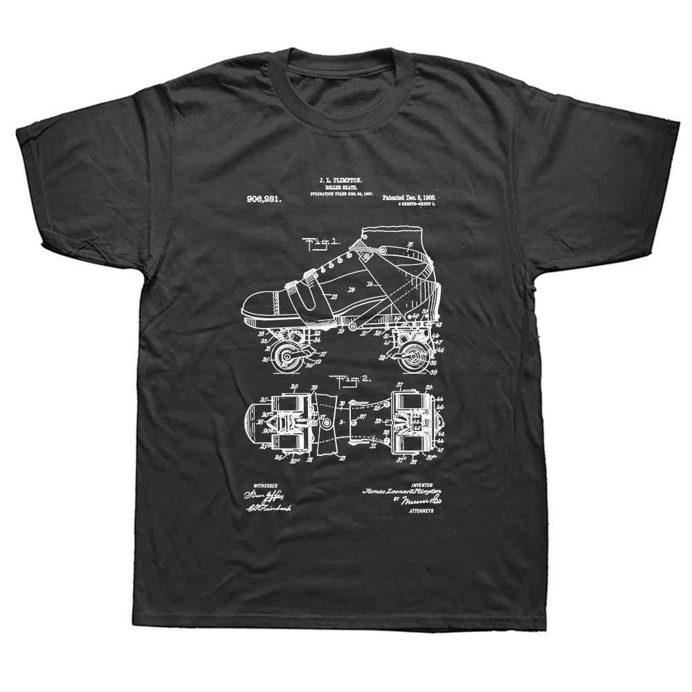 Lustiges Rollschuh-Patent-T-Shirt Sommer Herrenbekleidung Mode Vintage Sommerstil Baumwolle Kurzarm Oversized T-Shirt Oberteil