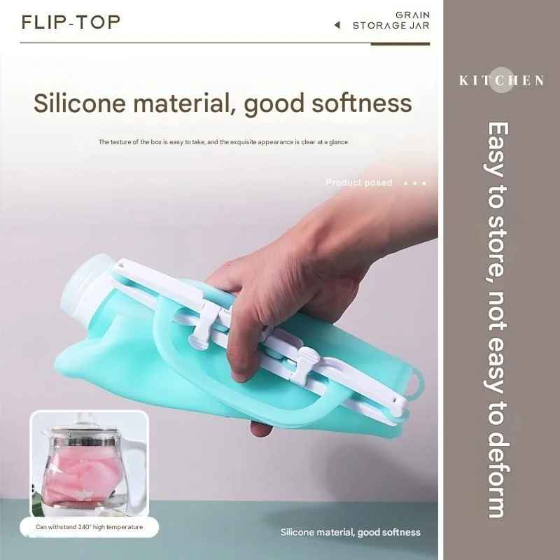 1/2/3Pcs/Pack 1500ML Silicone Food Storage Bag,Reusable Refrigerator Freezer Bag with Handle,BPA Free,Leak-Proof,Easy To Pour