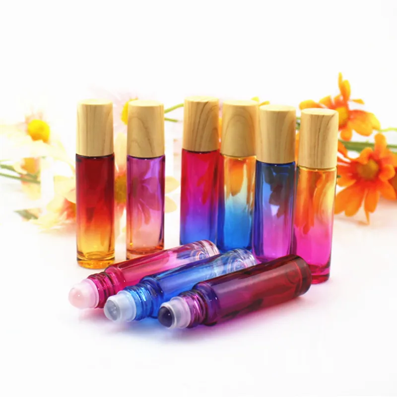 1PC 천연 보석 롤러 볼 병 10ml 두꺼운 Doterra 에센셜 오일 롤 병에 빈 화장품 향수 용기