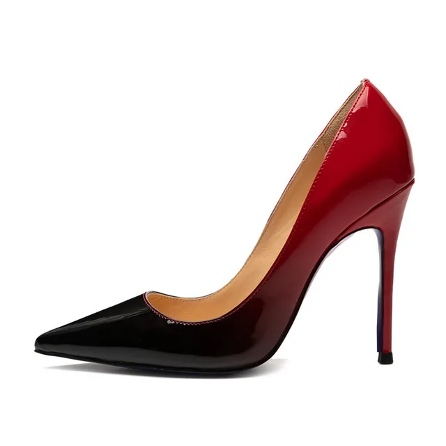 Women's Red Black Patent Gradient Color Blue Bottom High Pumps High Heels  Sexy Party Pointed Wedding Shallow Mouth Single Shoes - Pumps - AliExpress
