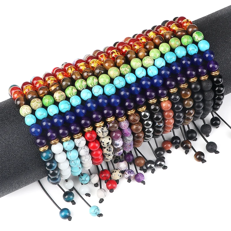 Pulsera De Piedra De Ojo De Tigre Para Hombres Y Mujeres, Piedra De Energía Natural, Aceite Esencial, Roca De Lava, ónix Negro, Cuentas De Ojo De Tigre, Pulsera Ajustable Para Parejas