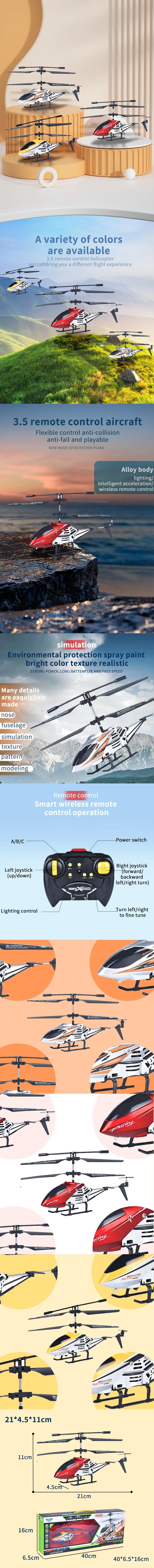 3,5 Pass Alloy daljinski upravljač avion USB punjenje helikopter s LED svjetlo bežični RC avion igračka dječji rođendanski poklon