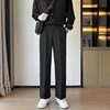 Spring Summer Men Suit Pants Wide Leg Long Drape Trousers Fashion Streetwear Clothing Solid Stretch Waist Oversize Pants Black 1