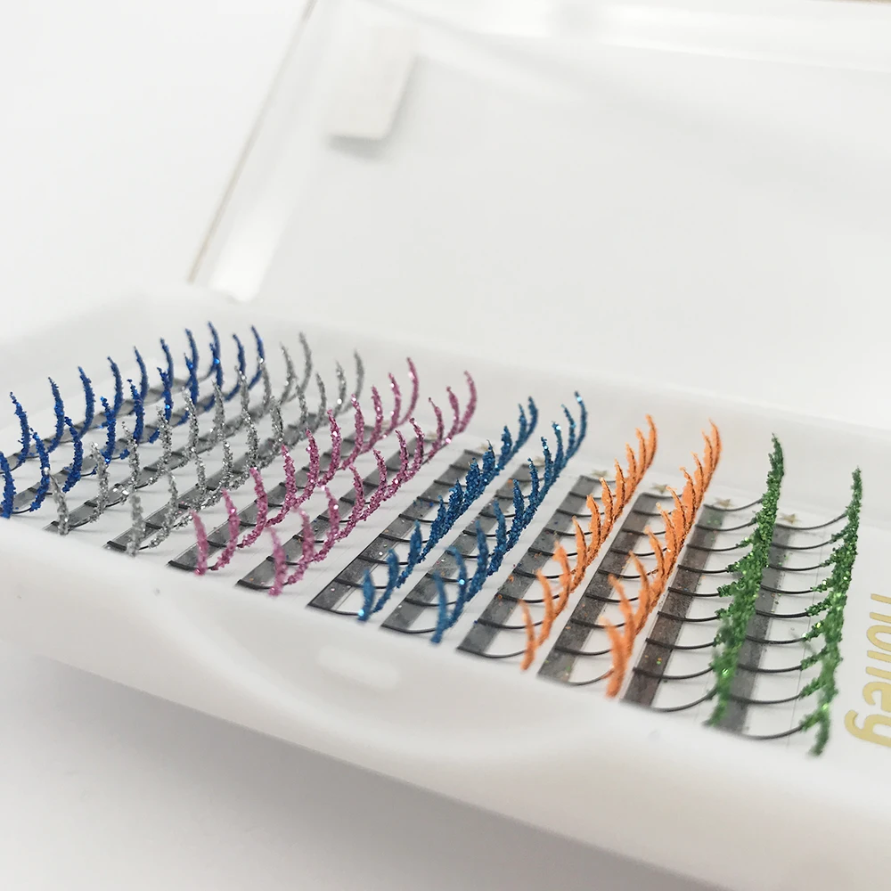 Description Picture 5 of item12 Rows Mix Color Fashion Glitter Fluffy Fairy Spikes False Eyelashes Shiny Fancy Diamond Colorful Eyelash Extension For Make Up