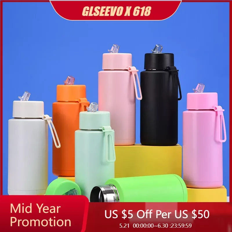 휴대용 304 보온병 컵, 스테인레스 스틸 커피 머그잔, 열 누출 방지 물병, 빨대 절연 병 음료 용기, 1000ml 