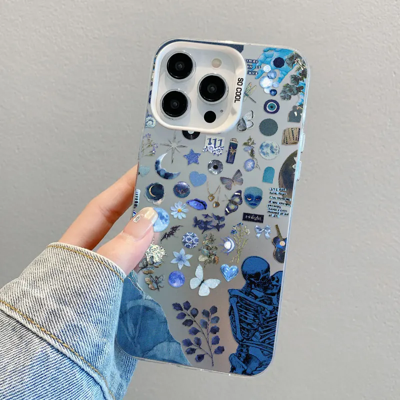 Ocean Wine Glass Blues Element Splicing Phone Case - Laser Back Cover