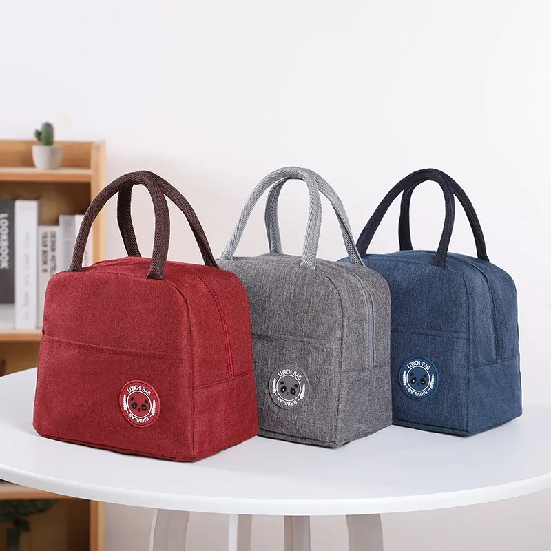Portable Lunch Bags Solid Color Thermal Insulation Large Capacity Outdoor Portable Picnic Food Storage Bag Kids Lunch Box Bag