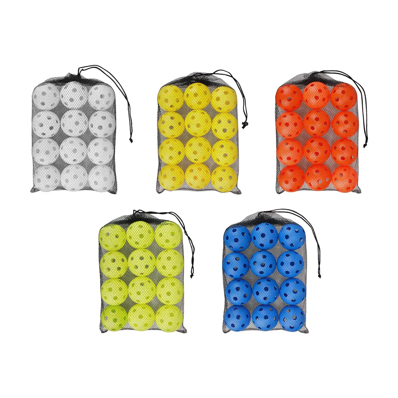 

12x мячи для пиклбола, специально разработанные стандартные для турнирных игр на открытом воздухе с сетчатой сумкой, Аксессуары для тренировок пиклебола