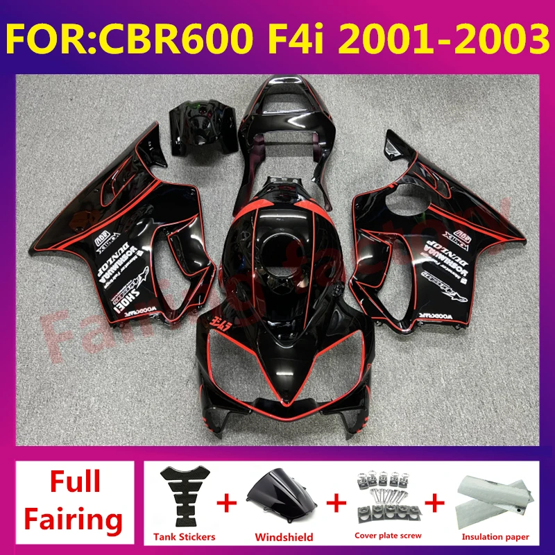 

NEW ABS Motorcycle full Fairing kit fit For CBR 600 CBR600 CBR600F F4i fs 2001 2002 2003 Bodywork fairings Kits set red black