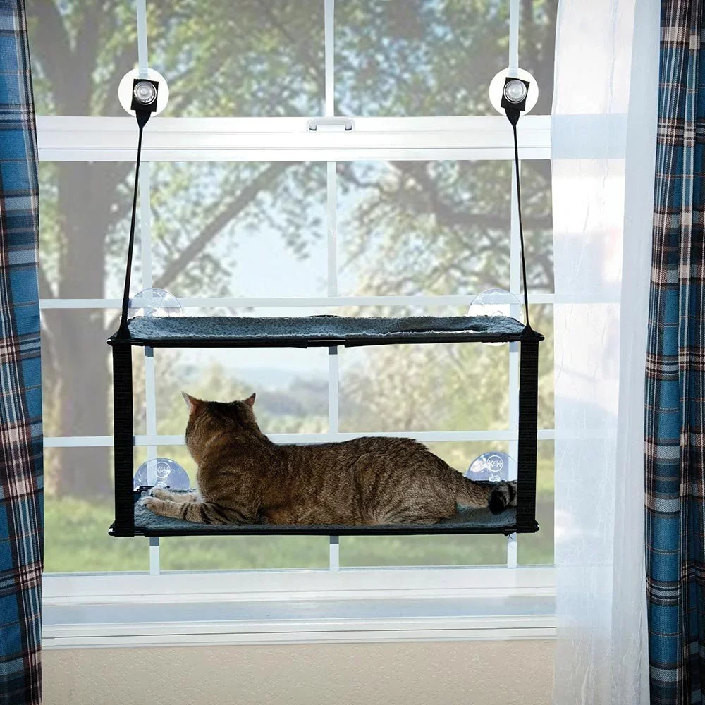 

Cat Hammock Double-Layers Cat House Suction Cup Type Hanging Type Cat Hanging Basket Hanging Nest Cat Bed Window Balcony Pet Cat