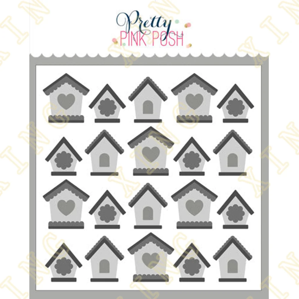 Birdhouses DIY Embossing Paper Card Template Craft Layering Stencils