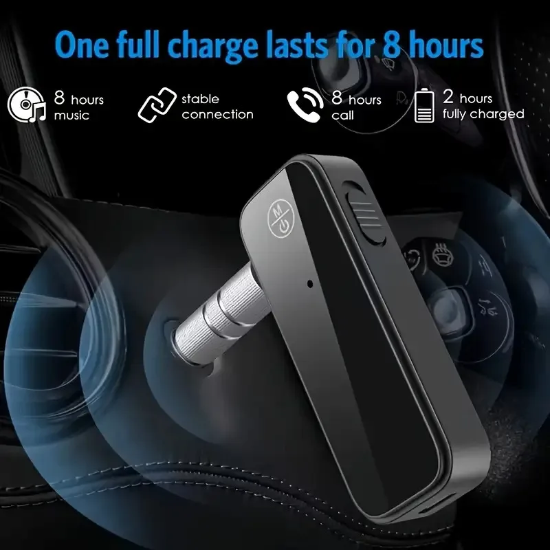 Regaton BT 오디오 수신기 송신기 핸즈프리 통화 3.5mm AUX 잭 USB 동글 스테레오 음악 무선 어댑터 TV PC 차량용 키트