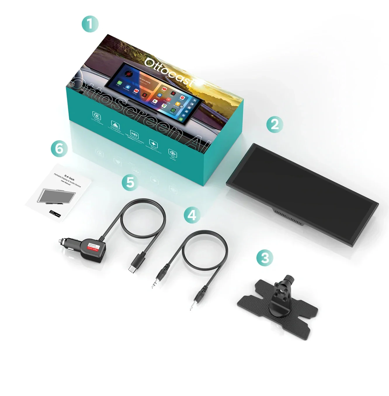 Ottocast Android 15 OttoScreen Portable Car Display AI Screen 11.4