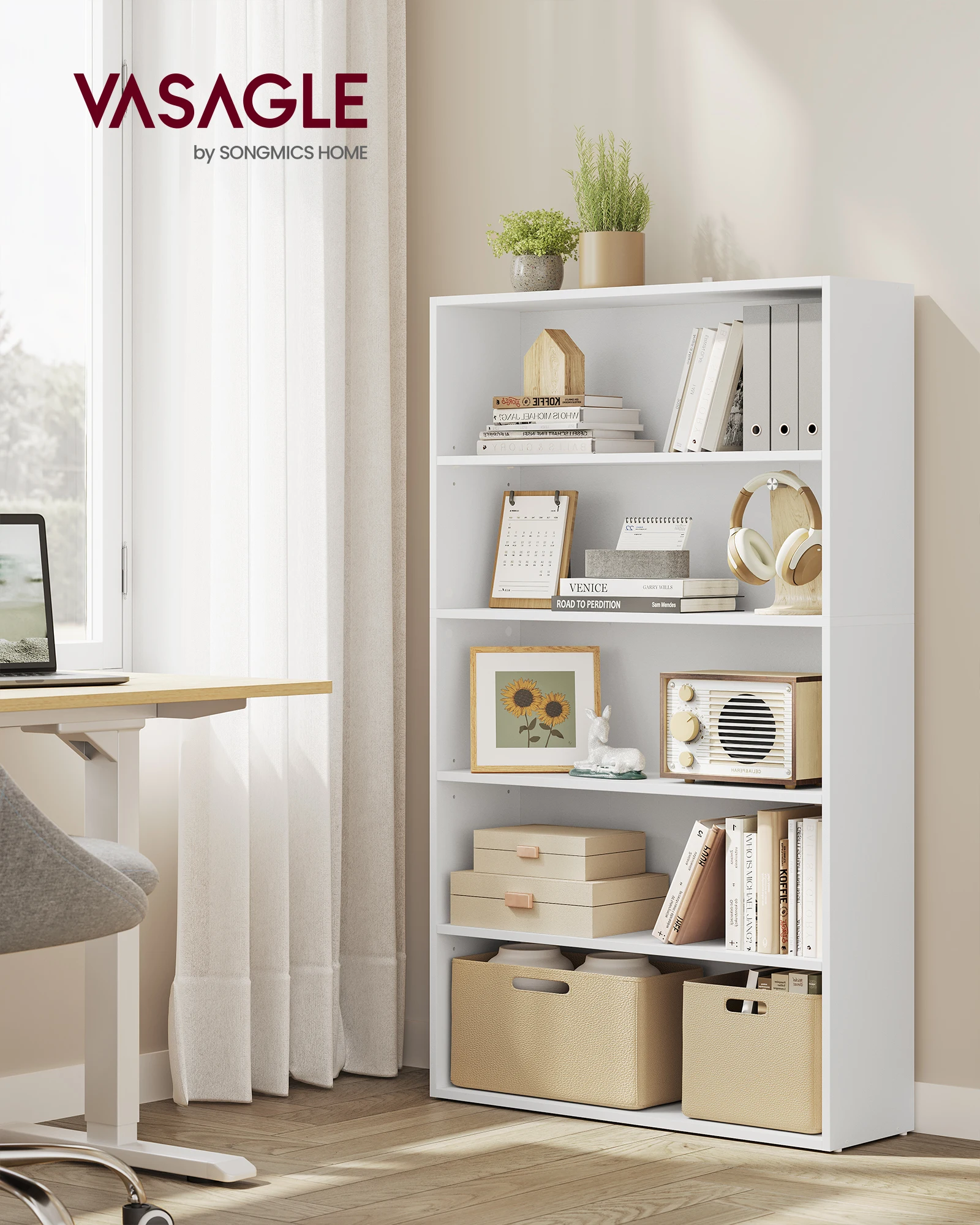VASAGLE Bookshelf, 30 Inches Wide, 5-Tier Open Bookcase with Adjustable Storage Shelves, Floor Standing Unit 2