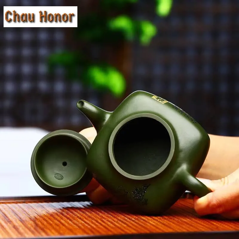 260ml Yixing Raw Ore Green Clay Zisha Teapot Handmade Household Kung Fu Teaset Beauty Pot Tea Ceremony Drinkware Customized Gift