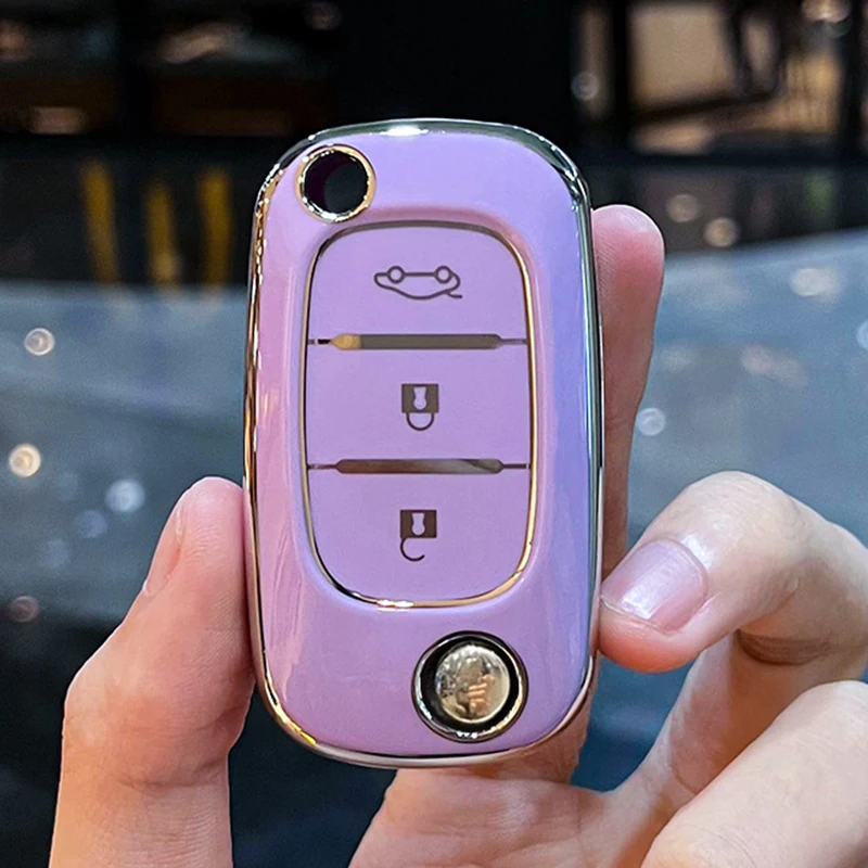 Key Case Cover Key Case 3 Buttons TPU Key Case Cover For LADA Vesta Granta XRay Kalina Priora Sedan Sport For Renault Fluence Clio Megane Mercedes