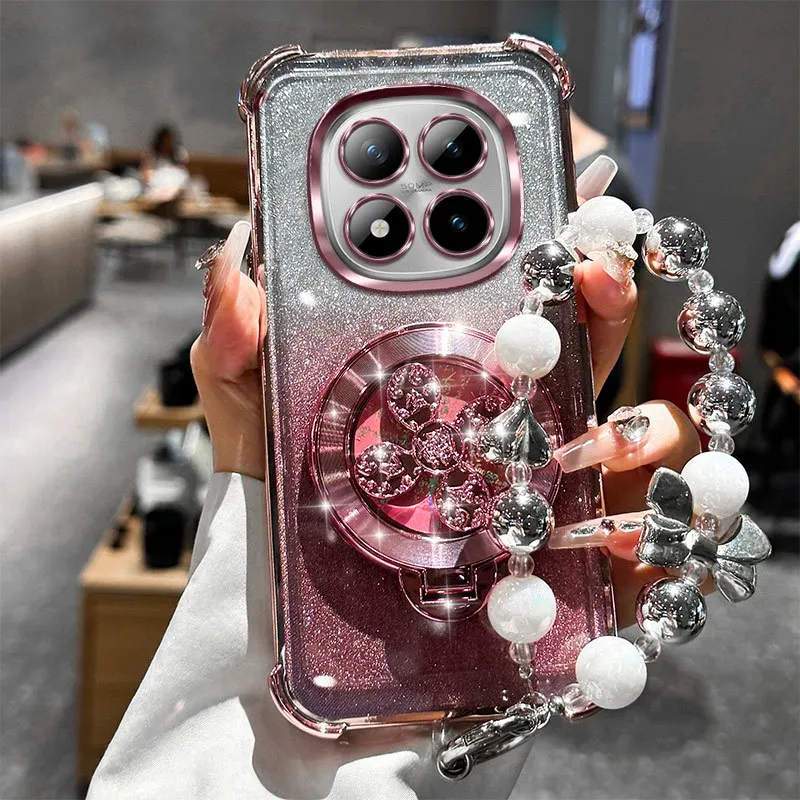 Shockproof Glitter Plating Bracket Bracelet Phone Case Cover