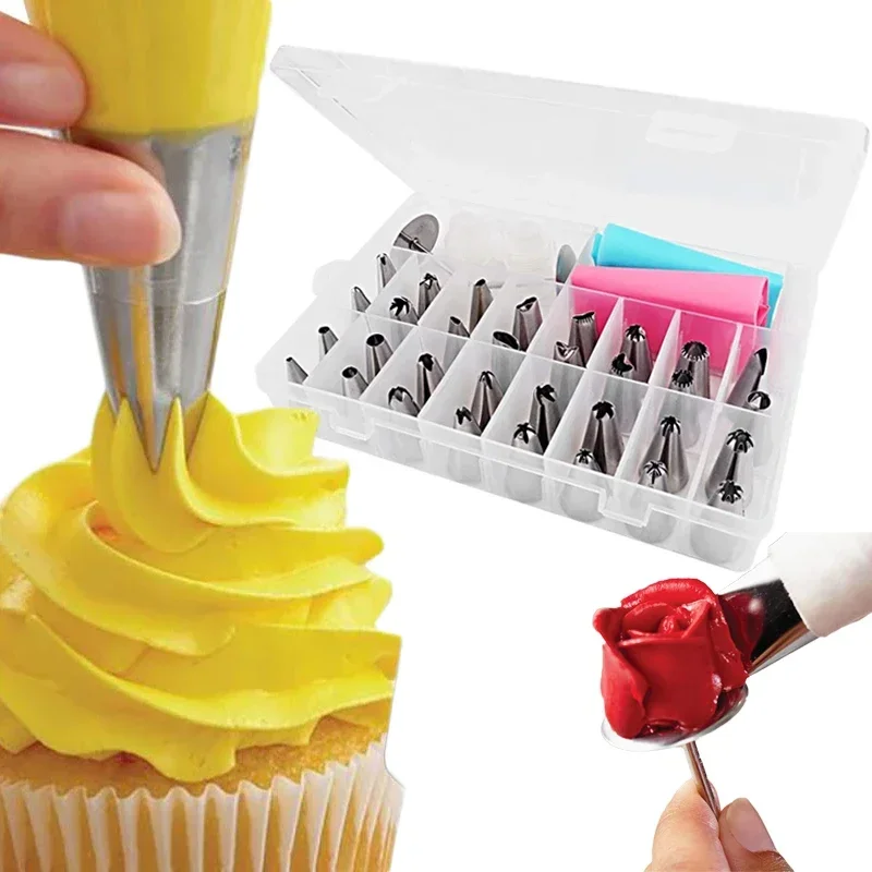 Cake Decorating Tools 28cm Anti-skid Plastic Cake Turntable Rotating Cake Decorating Tools Pastry Bags Nozzles Set Spatula Kitchen Gadget Sets cozinha