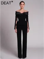 بذلات جمبسوت دانتيل مرقعة طويلة بدون أكمام للنساء ، رقبة قارب ، بذلات لعب أنيقة للحفلات ، موضة مسائية ، جديد ، صيف ، 13DB4240 ، 1