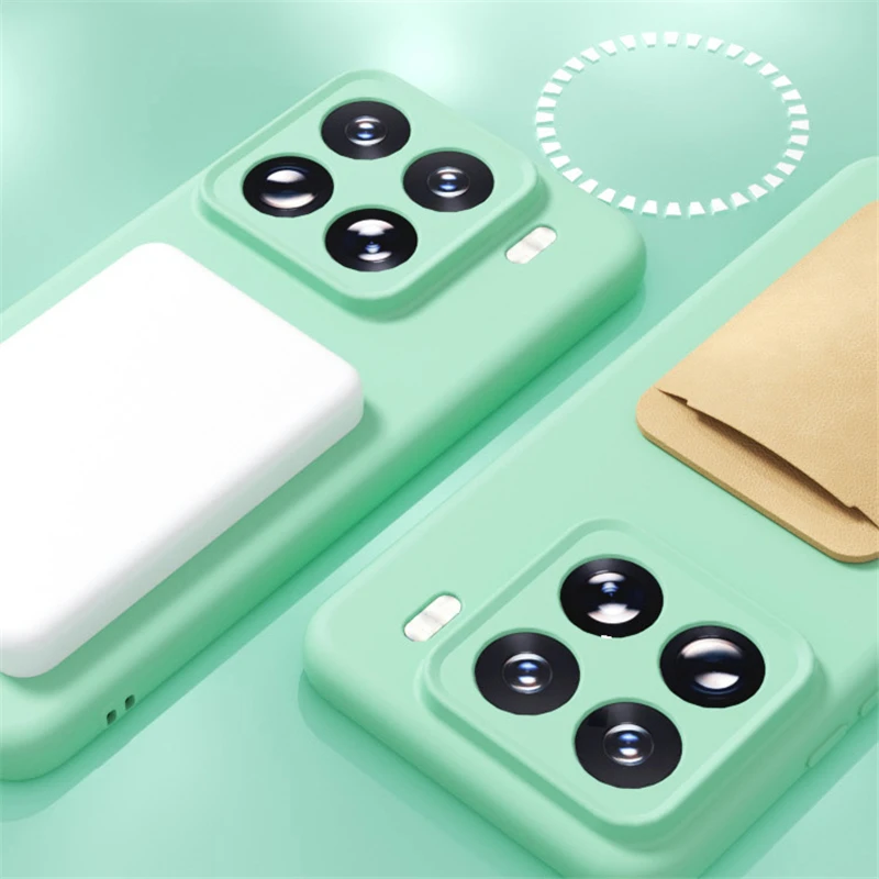 Shockproof Liquid Silicone Magnetic Wireless Charging Case - Solid Color Cover