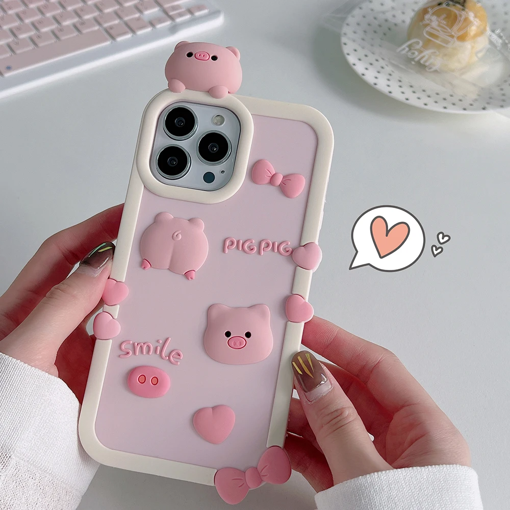 Cute Pink Piggy Soft Silicone Phone Case Cover