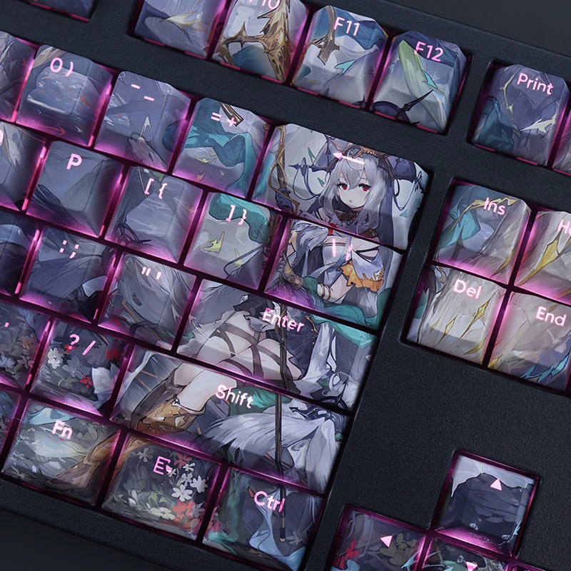 Arknights Skadi o Corrupto Coração Keycap Pbt Dye Subbed Anime Gaming Key Caps para Ansi 61 87 104 108 Chaves Set - Imagem 2