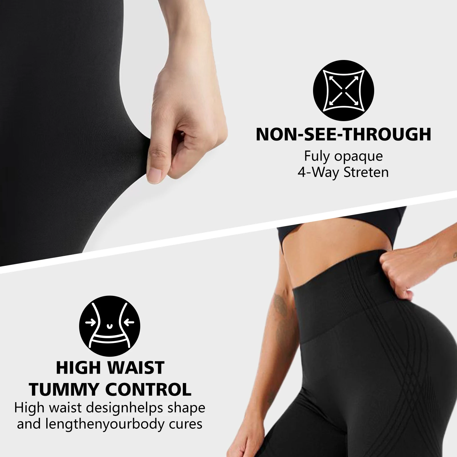 Women Seamless Sports Yoga Leggings Ribbed Band High Waist Workout Tights Scrunch Bum Tights knit tights