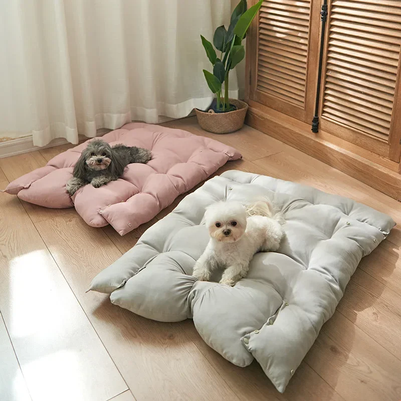 

Bed for Dog Cat Pet Square Lattice Kennel Medium Small Dog Sofa Bed Cushion Pet Calming Dog Bed House Pet Supplies Accessories