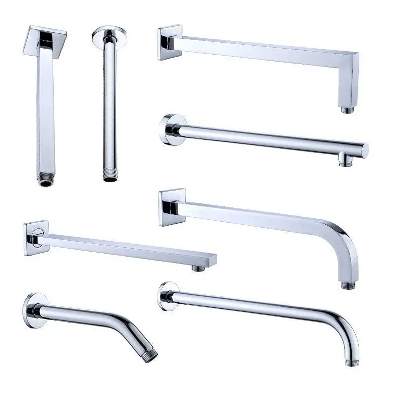 Wall&Ceiling Mounted Shower Arm Shower Head Extension Pipe Stainless Steel Metal Wall Arm Bracket Bathroom Home Accessories