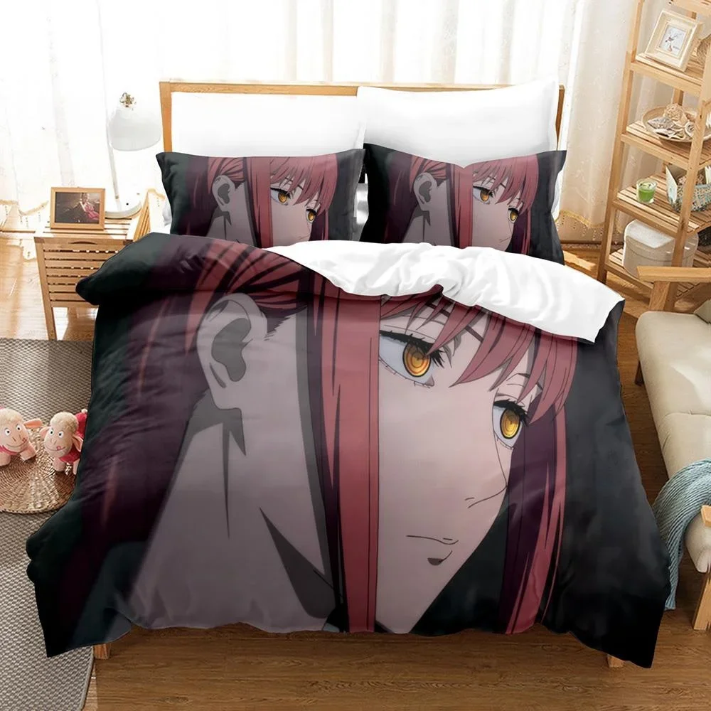 3D Print Anime Chainsaw Man Makima Bedding Set,Duvet Cover Bed Set Quilt Cover Pillowcase,King Queen Twin Size Boys Girls Adults