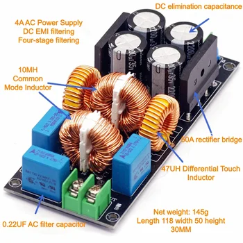 4A 10A 20A Filtro di alimentazione CA EMI Filtro di interferenze elettromagnetiche EMC Filtraggio di potenza ad alta frequenza per amplificatore di potenza audio