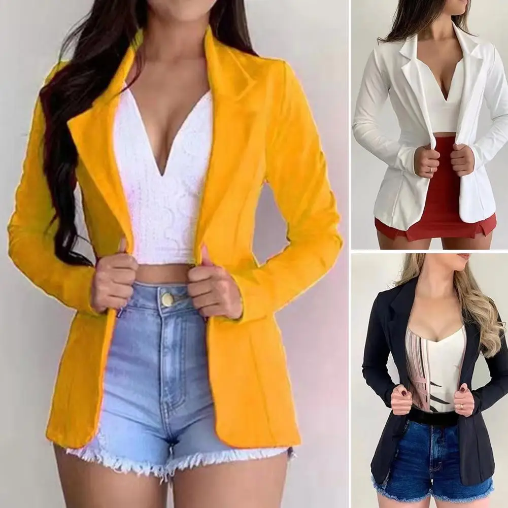

Slim Fit Sweet Button Street Coat for Women 2023 European and American Small Suit Polo Collar Long Sleeve Multi Color Suit