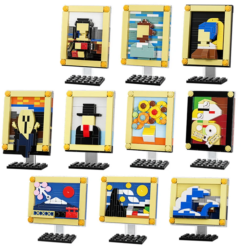 93PCS+ Building Blocks Art Famous Paintings Character Scenery Living Room Bedroom Desktop Ornaments DIY Toys