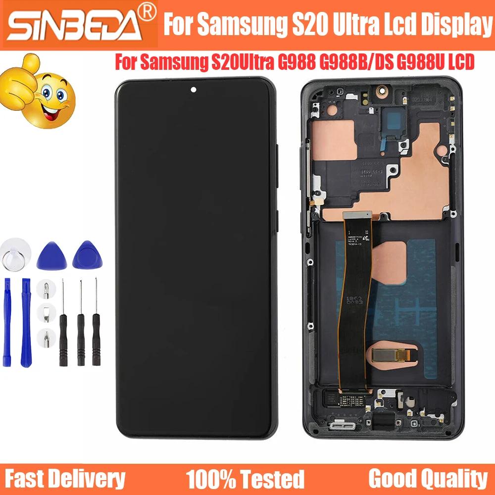 

6.9" Inch Super AMOLED Screen for Samsung Galaxy S20 Ultra S20U G988F Lcd Display Digital Touch Screen With Frame Replacement