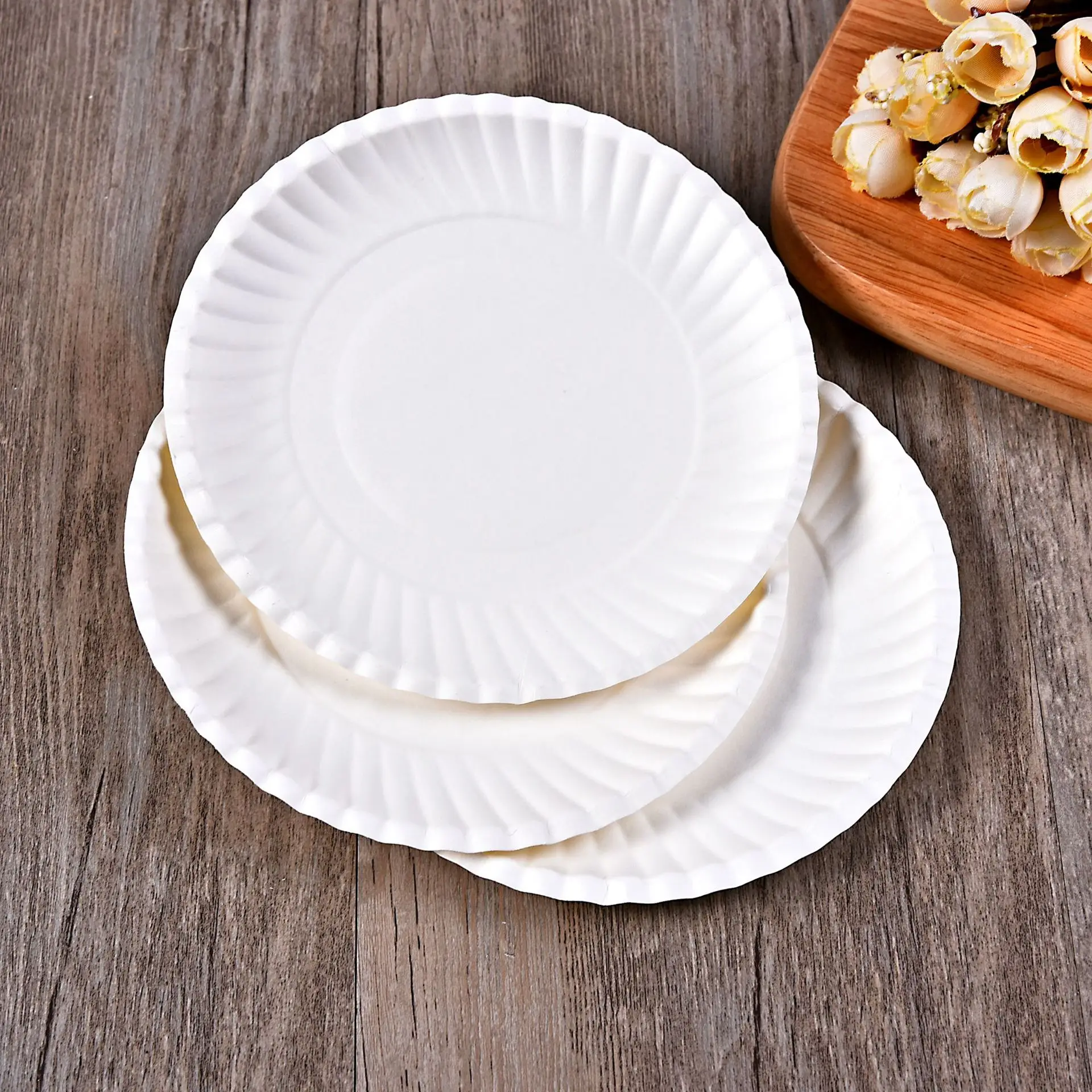 

GONGOUYANG 6" disposable cutlery tray paper plate party eco-friendly round birthday cake BBQ storage