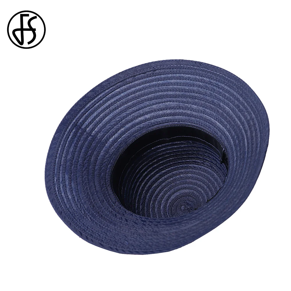 Elegant Navy Blue Wide Brim Derby Hat with Floral Fascinator