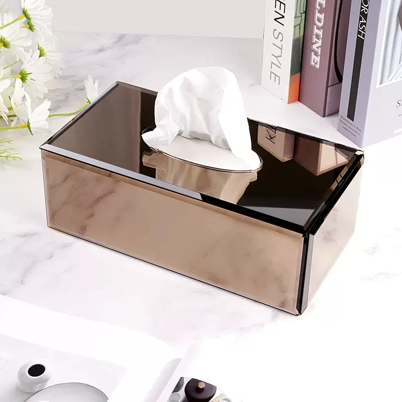 

Tissue Holder Kitchen Glass Gift Housewarming Paper Box Storage Rack New Organization Coffee/blue/grey Napkin Organic Decoration
