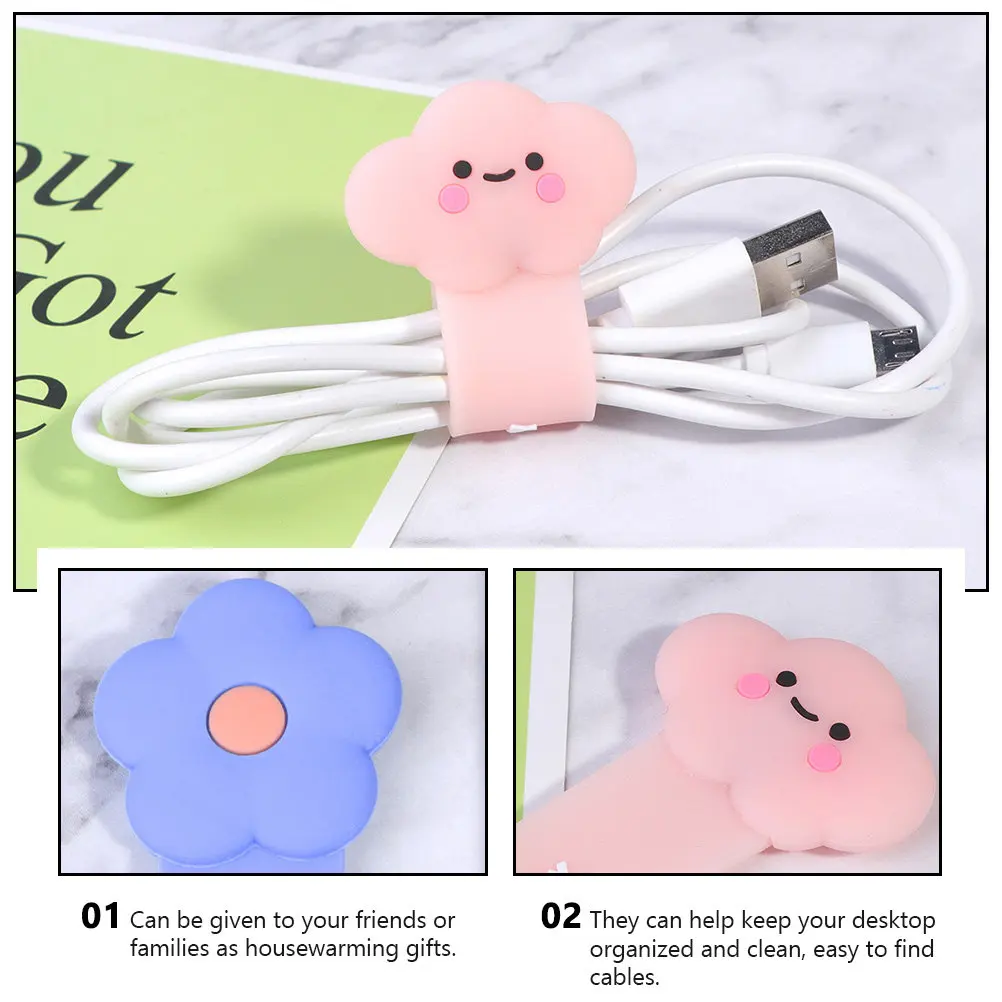 2Pcs 실리콘 코드 정리기 케이블 홀더 유용한 데스크탑 케이블 관리 클립 깔끔한 와이어 보관 솔루션 데이터 와이어 와인더