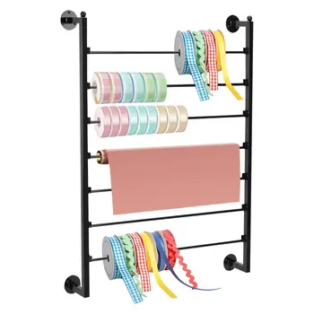 Organizzatore per la conservazione del nastro,Organizzatore per nastro montato a parete,Rastrelliera per carta da regalo,Servazione del nastro metallico a 7 livelli per sala artigianale,Flower Sho