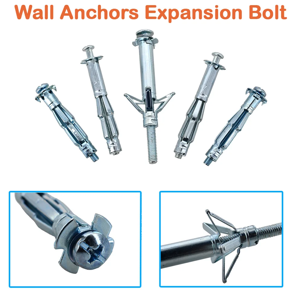 M4 M5 M6 M8 Wall Screw Fix Gypsum Board Expansion Screw Aircraft Tube Pipe Hollow Wall Anchors Gypsum Board Expansion hexagon bolt screw