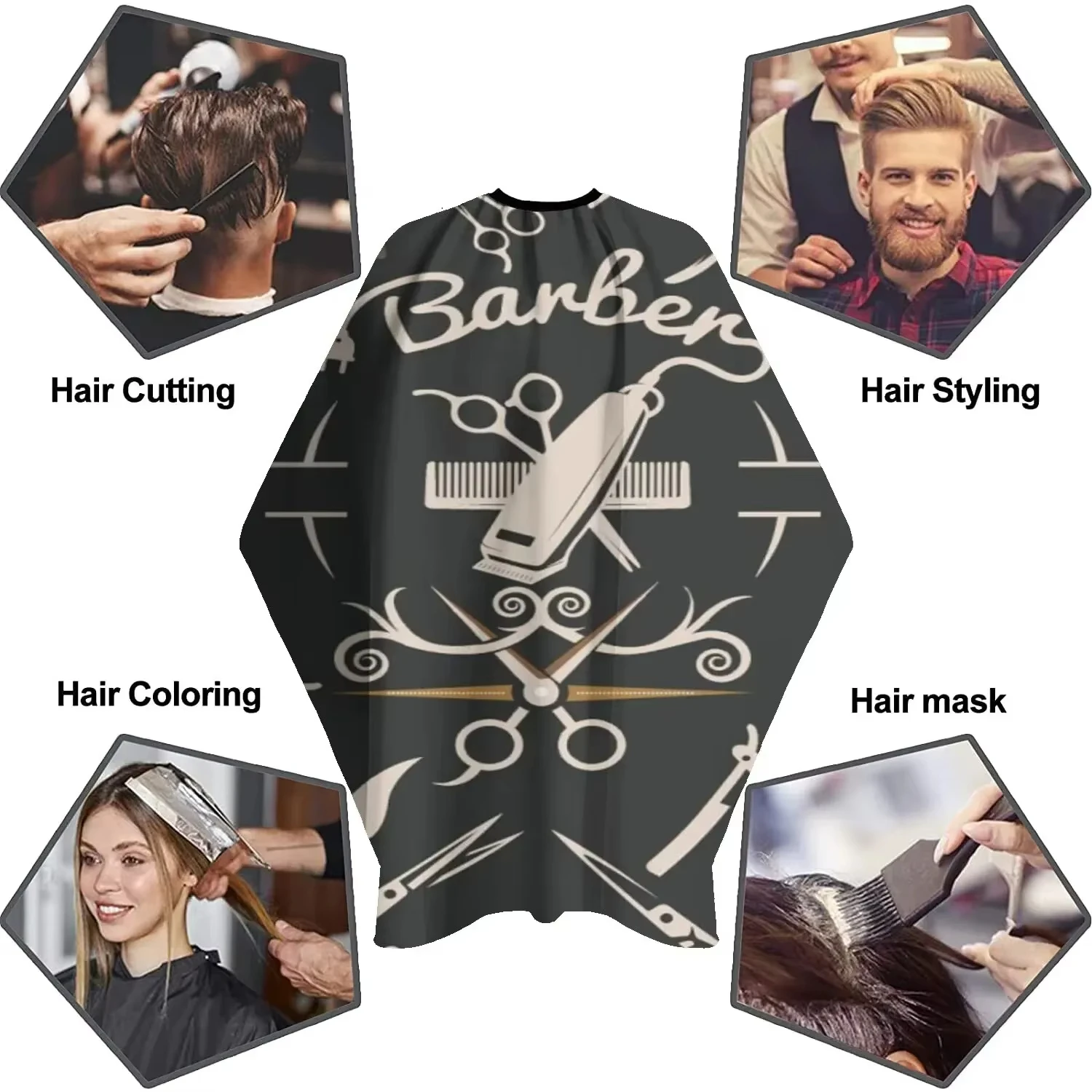 Mantella Nera Cappa Da Parrucchiere E Barbiere - Taglia Unisex Per Adulti E Bambini, Regolabile In Nylon Nero/Grigio Cappa Parrucchiere - Foto 10