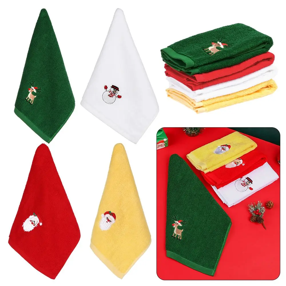 

Gift 100% Pure Cotton Bathroom Washcloths Dish Towels Christmas Pattern Hand Towels